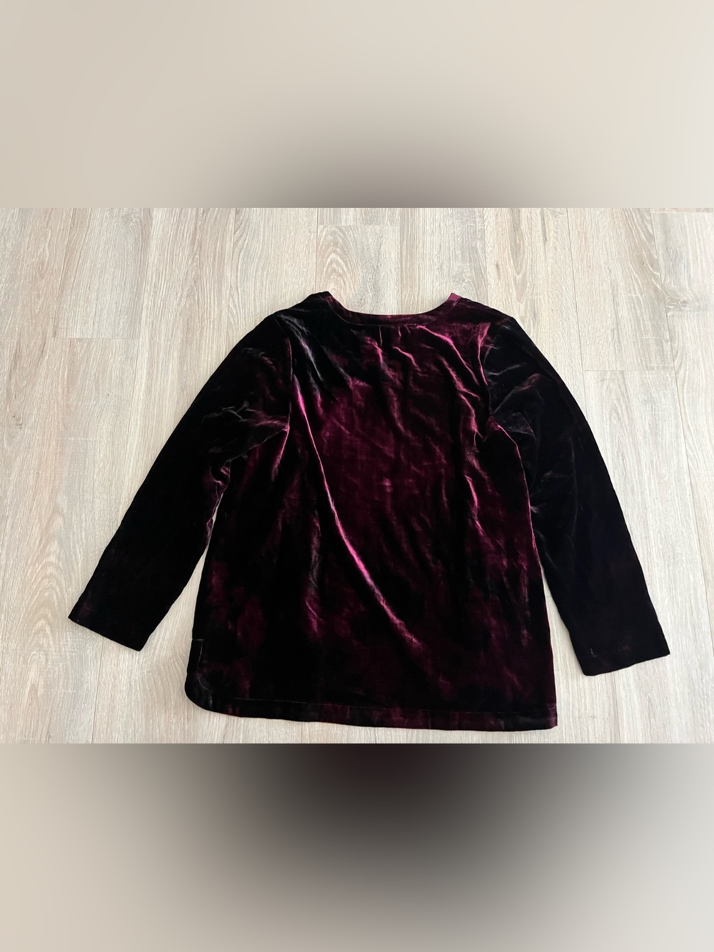 NWT J. Jill Women’s Black Velvet Long-Sleeve Tunic Top  Deep Plum - Size Medium - Picture 7 of 7